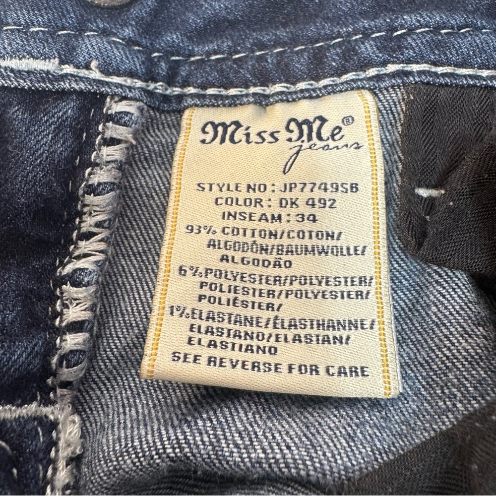 Miss Me Signature Slim Boot Western Sequins Embellished Denim Blue Jeans - Picture 12 of 12